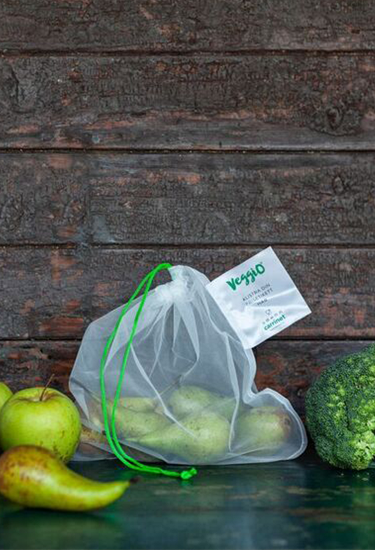 amoreco bolsas reutilizables de plástico reciclado para frutas y verduras veggio con certificados de BPA free