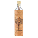 botella reutilizable de vidrio flaska con funda de corcho y diseño cristal masaru emoto