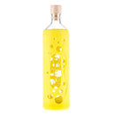 botella reutilizable de vidrio flaska con funda de silicona con agujeritos amarilla
