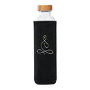 botella de agua de cristal Flaska con tapón de rosca y funda protectora de neopreno con diseño de yoga Breath