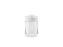 Fermentador de kéfir Kefirko pequeño, de vidrio, con una tapa colador de color blanco.