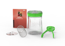Fermentador de Verduras: kit completo con tarro, pesa de vidrio, muelle, aplastador con pinzas e instrucciones.