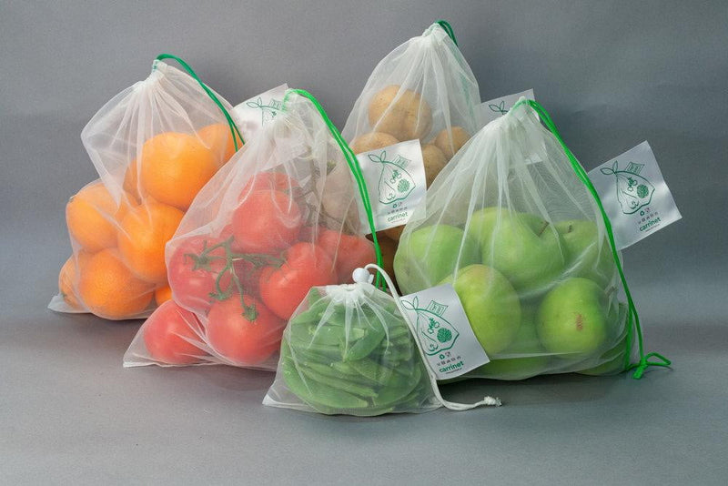 Pack Ahorro - 10 x Bolsas Reutilizables para Fruta y Verdura Hechas de Plástico Reciclado - Amoreco