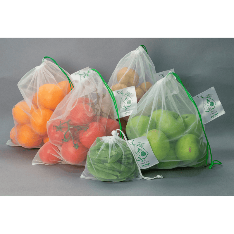 5 x Bolsas Reutilizables para Fruta y Verdura Hechas de Plastico Reciclado