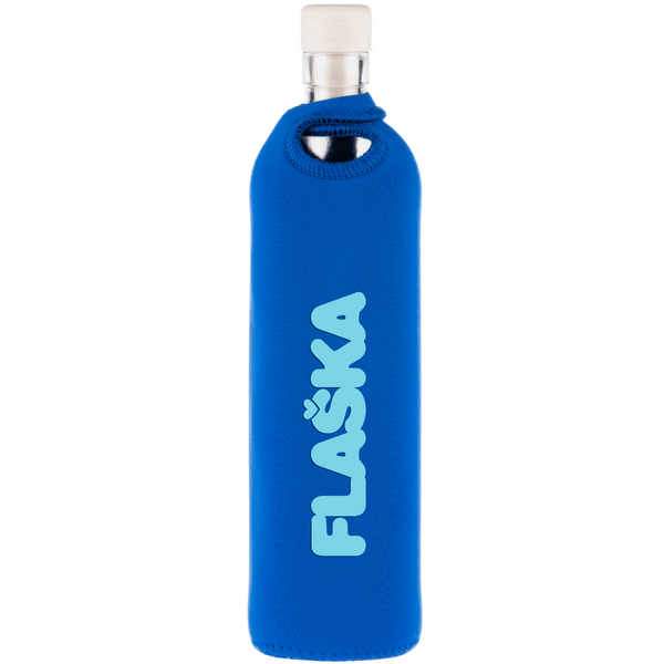 Botella de Vidrio con funda de Neopreno - AUTÉNTICA AZUL - Amoreco