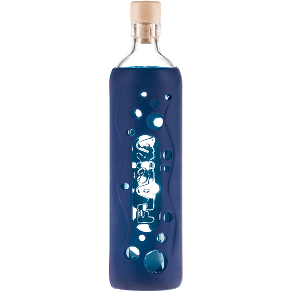 Botella de Vidrio con funda de Silicona - MAR PROFUNDO - Amoreco