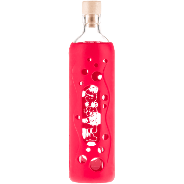 Botella de Vidrio con funda de Silicona - HIBISCUS - Amoreco