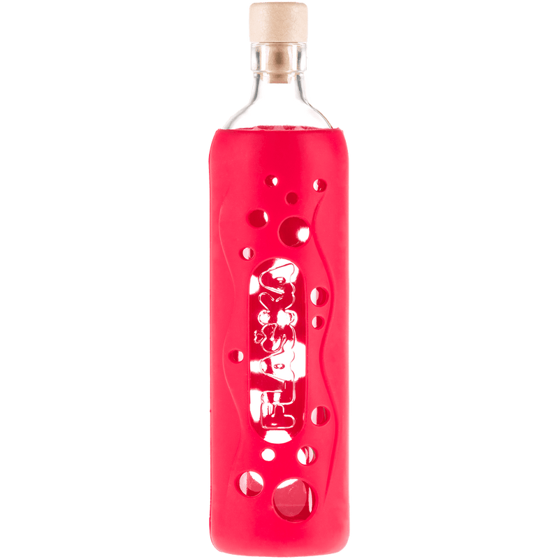 Botella de Vidrio con funda de Silicona - HIBISCUS - Amoreco