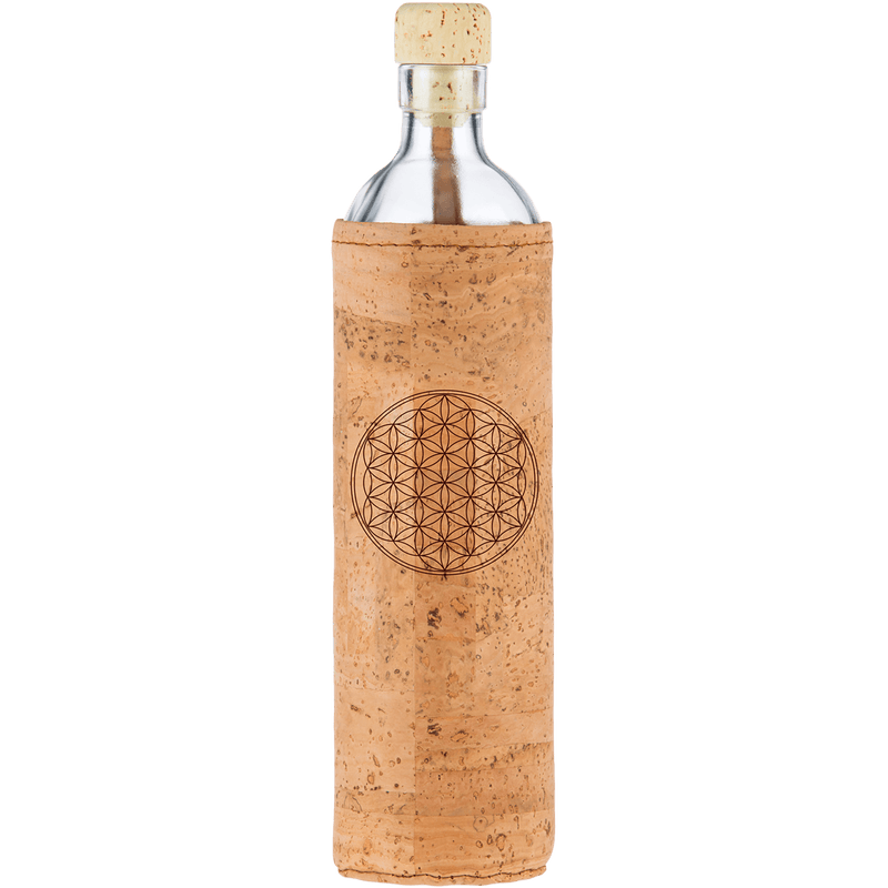 Botella de Vidrio con funda de Corcho - FLOR DE VIDA - Amoreco
