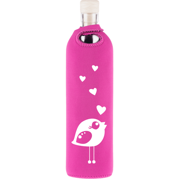 Botella de Vidrio con funda de Neopreno - PAJARITA ENAMORADA - Amoreco