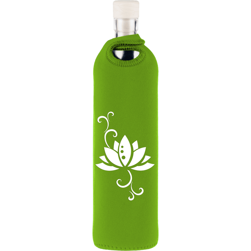 Botella de Vidrio con funda de Neopreno - FLOR DE LOTO - Amoreco