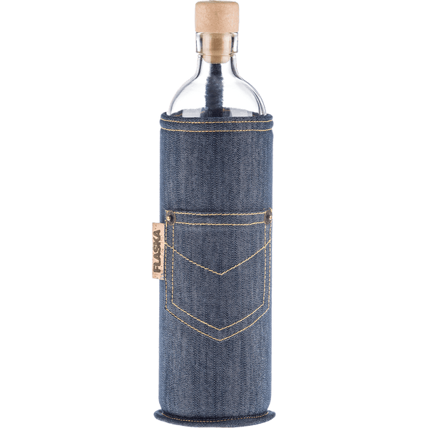 Botella de Vidrio con funda de Neopreno - JEANS - Amoreco