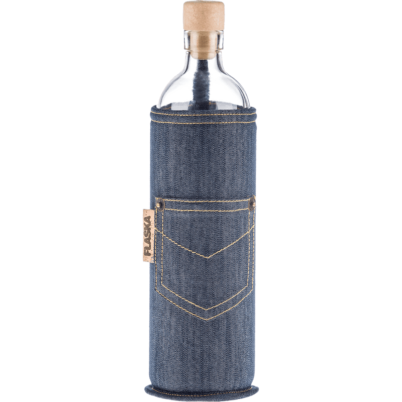 Botella de Vidrio con funda de Neopreno - JEANS - Amoreco