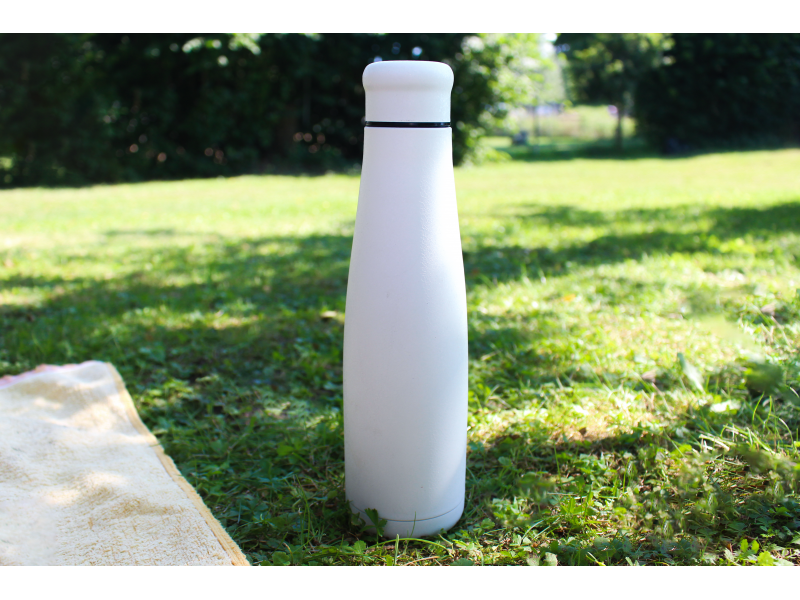 Botella Termo de Acero Inoxidable - Efecto Escarcha BLANCO - 550ml - Amoreco