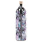 vista posterior botella reutilizable de vidrio flaska con funda de neopreno diseño plumas de coloress