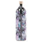 vista posterior botella reutilizable de vidrio flaska con funda de neopreno diseño plumas de coloress