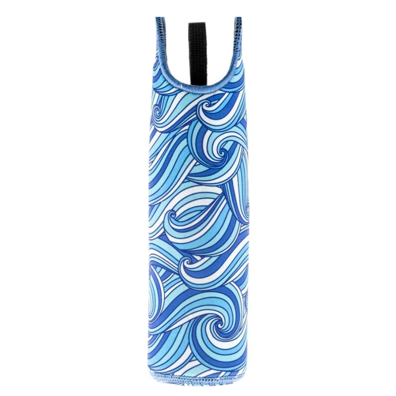 funda de noeopreno con diseño olas de mar azul para botella flaska