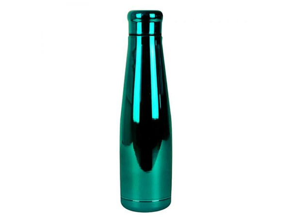 Botella Termo de Acero Inoxidable - VERDE CROMADO - 550ml - Amoreco